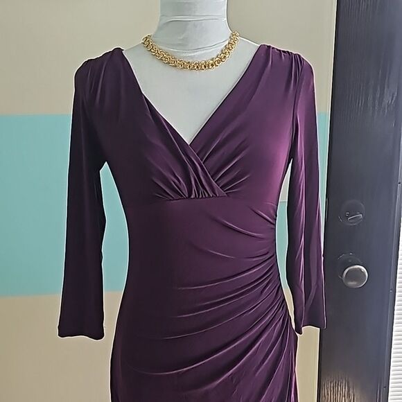 Ralph Lauren plum figure fitting cocktail dress size 2 - Picture 1 of 6